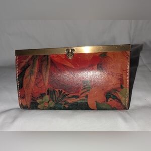 Patricia Nash Cauchy Floral Leather Wallet with Gold Trim